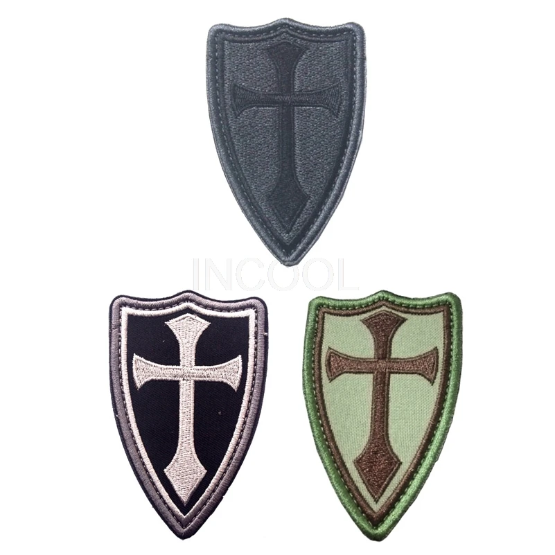 

30 PCS Shield Crusade Cross Embroidery Patch Military Morale Patch Tactical Emblem Military Badges Embroidered Patches Wholesale