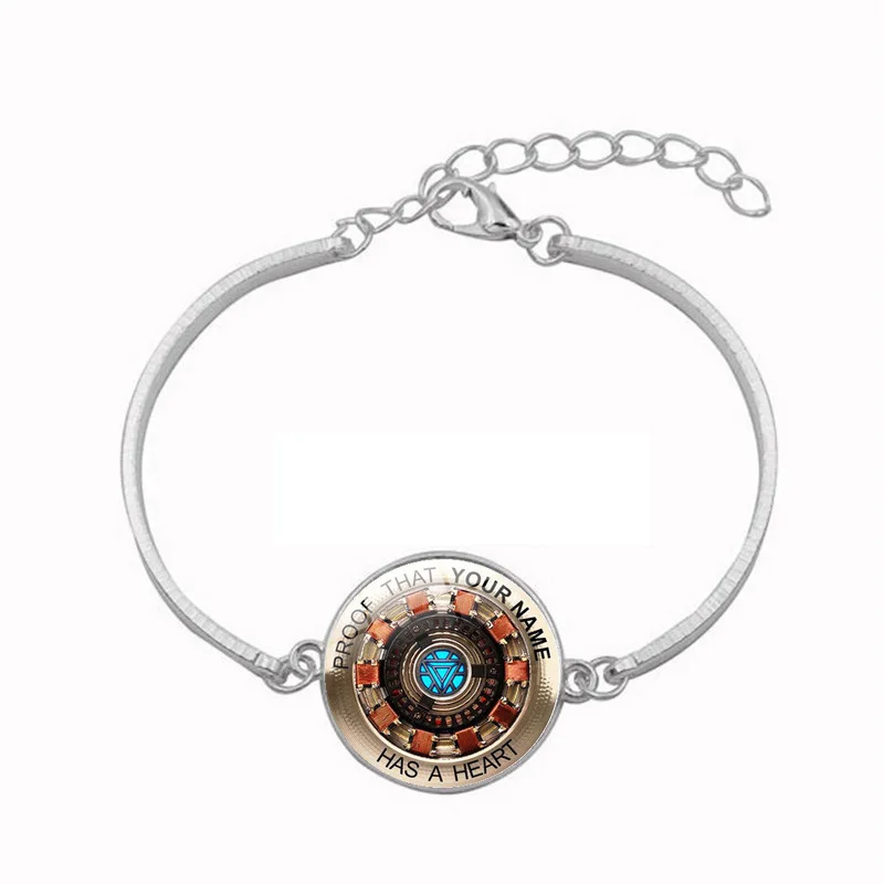 

2019 Marvel Iron Man Tony Stark Heart Bracelet Arc Reactor 3D Printed Glass Endgame Quantum Realm Series Bangle Bracelet
