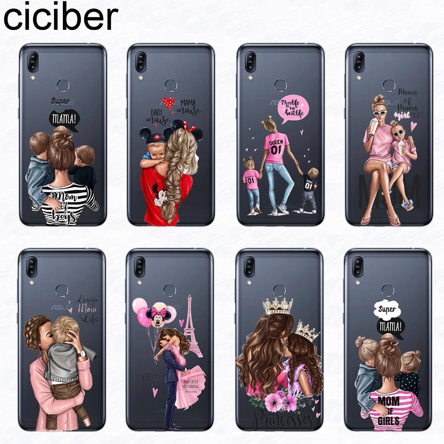 

ciciber Super Mom Boy Phone Case for ASUS ZenFone Max Pro M2 ZB631KL ZB633KL Soft TPU for Zenfone 3 Max Live GO ZC520TL ZB501KL