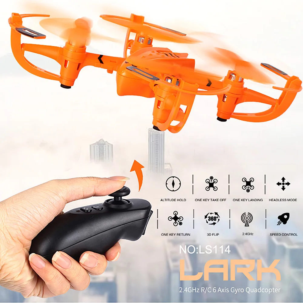 

Goolsky LS114 RC Drone 2.4G 6-Axis Gyro 4 Channels Quadcopter Headless System Altitude Hold Function for Drone Training