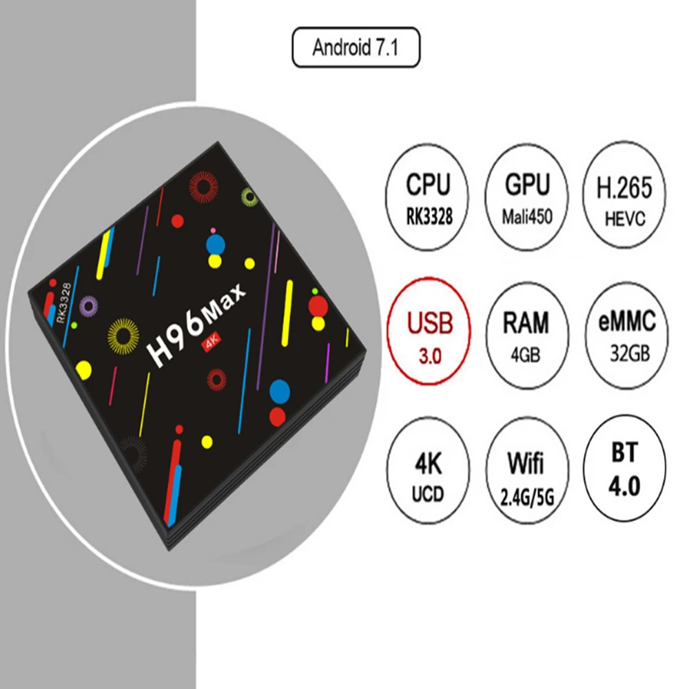 H96 MAX 4G RAM 32G ROM Android 7.1 tv box With wireless keyboard smart TV box Rockchip RK3328 Quad-core Support media play