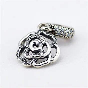 

Fits Pandora Bracelet Genuine 925 Sterling Silver Beads Rose Silver Dangle Charm Fashion Jewelry Women DIY Making berloques