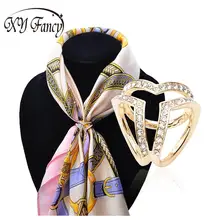 

XY Fancy Women Gold Color Jewelry buckle Cross Full Crystal Scarf Buckle Brooch Casual Clothes Brooches