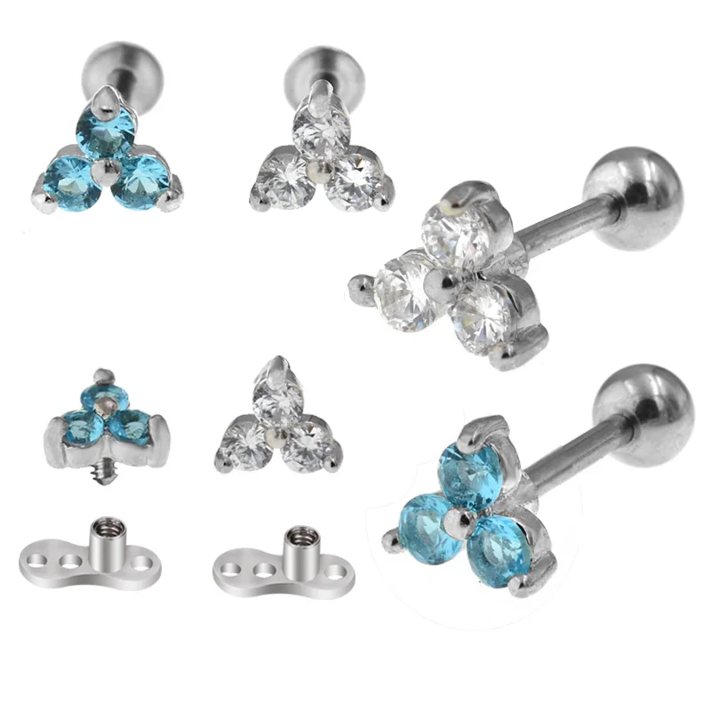 

1Pc 3 Styles Steel Mix Labret Ear Dermal Piercing Stud 16G 1.2x6mm Ashley Piercing Eskimo Piercing Labio Stud Jewellery