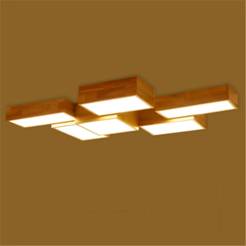 

Nordic Style DIY Simple Solid Wood Room Bedroom Living Room Cloakroom Lamp Combination Log Geometry Japanese Ceiling Lamp LED