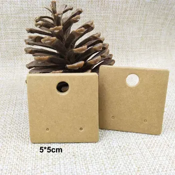 

200pcs per lot kraft/white square shape 5*5cm stud earring display packing card custom logo moq 1000pcs