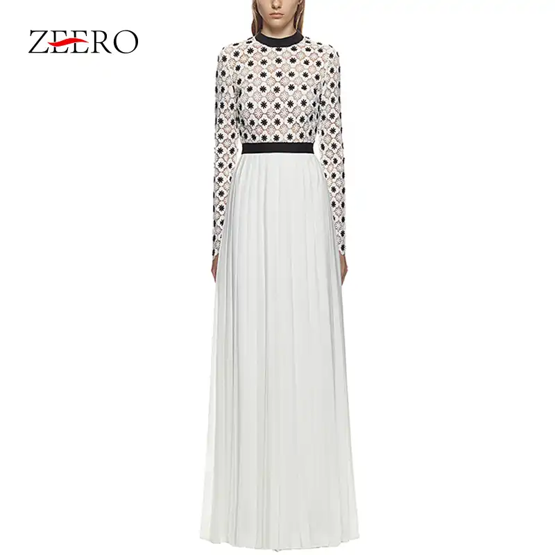 self portrait long white dress
