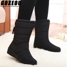 

GOXEOU 2018 Womens Winter Boots Concise Round Toe Snow Boots Casual Fashion Walking Woman Brand Elegant Winter Boots Women Rain