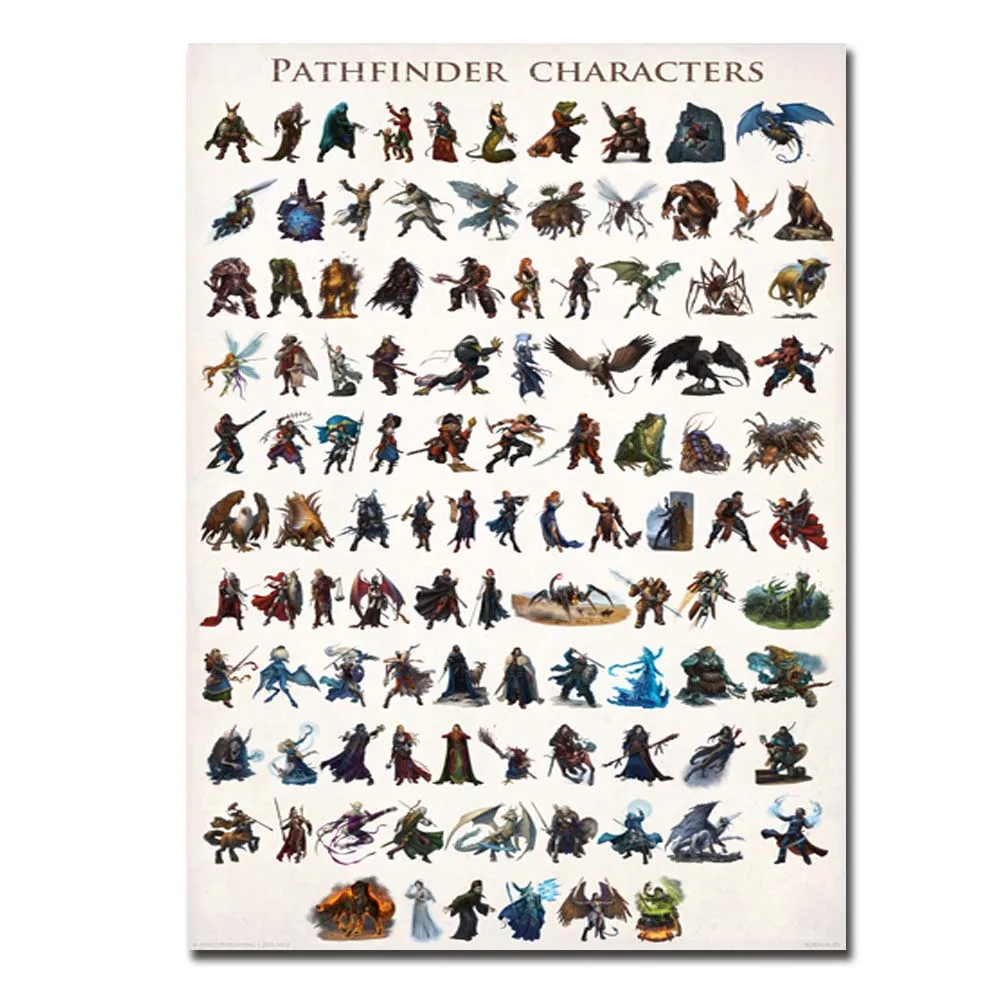 Дешево Paizo Pathfinder символов книги по искусству стены краски Настенный декор холст Художественная печать на холсте плакат масла картины без рамки