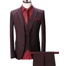 YFFUSHI Newest Men Suit 3 Pieces 2017 Two Buttons Navy Plaid Tuxedo Wedding Suits For Men Business Formal Plus Size 5XL