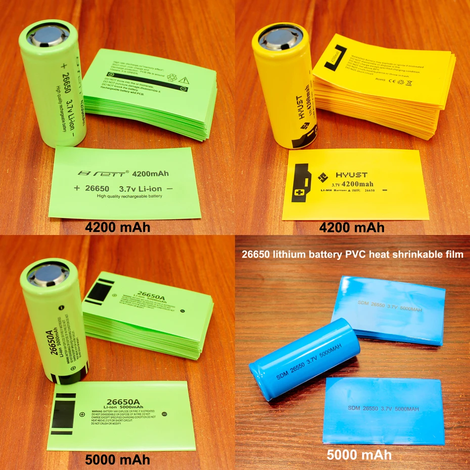 

100pcs/lot 26650 26700 lithium battery PVC heat shrinkable sleeve Battery capacity label outer skin package shrink film