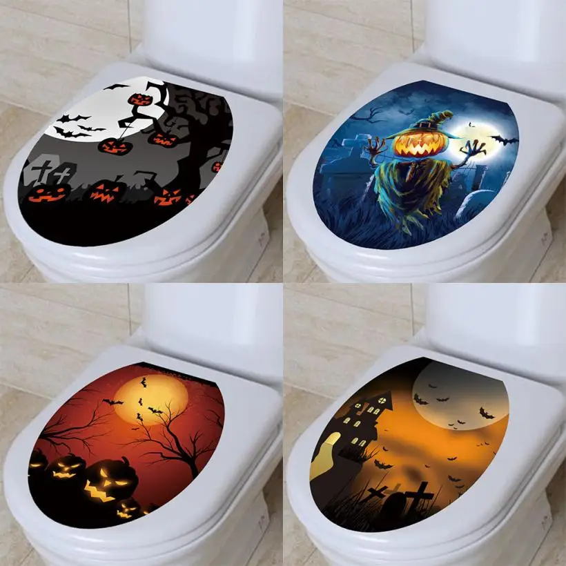 

Hallowmas Toilet stickers on the toilet Seat PVC Wall Sticker Decals Vinyl Art Wallpaper Removable bathroom Decor stickers