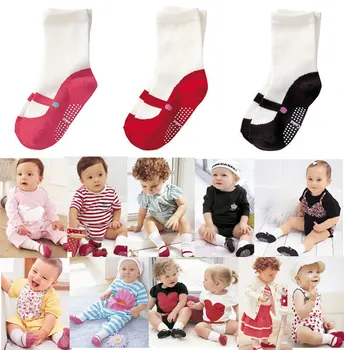 

Fashion Baby Girl Warm Socks Dot Children Cute Slip Shoes Cotton Socks 6 24M Kids 3 Colors