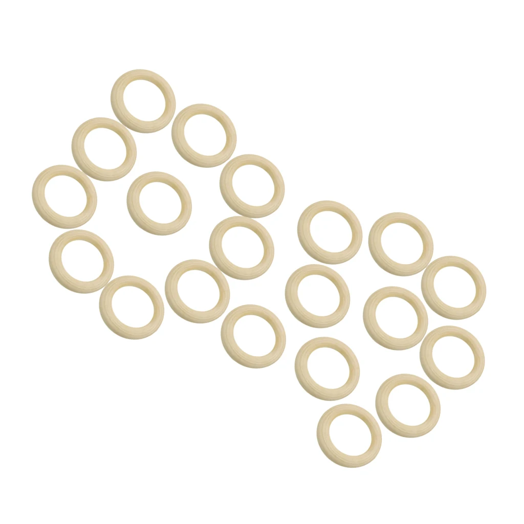 20Pcs Unfinished Solid Wooden Rings for Craft, Natural Wooden Ring Pendant and Connectors Jewelry Making, 50mm / 1.97inch