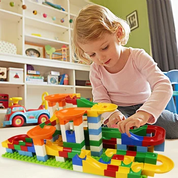 

Big Size Track Slide Blocks Children Building Blocks DIY Assemble Toy Rotating Funnel 176 PCs Bricks/set Stacking Blocks
