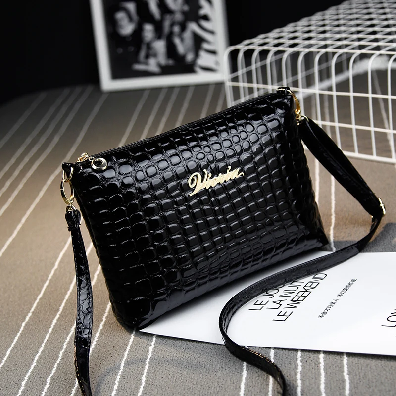  New 2016 Black plaid clutch Fashion Women CrossBody Bag Purse shoulder Bags Crocodile Simple Small handbag Women Messenger Bags 