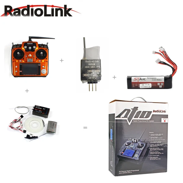 RadioLink AT10 II 2,4 ГГц 12CH пульт дистанционного управления передатчика с R12DS приемник R6DSM R12DSM RC сделано Квадрокоптер с камерой