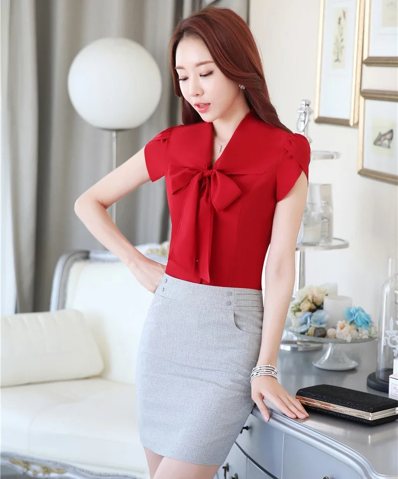 New Professional Elegant Red Fashion Slim OL Styles Work Suits Tops And