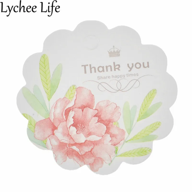 Lychee Life 50 шт. розовые бирки спасибо красочные цветочные печатные бумажные бирки DIY ручной работы швейная одежда сумка Поставки Декор