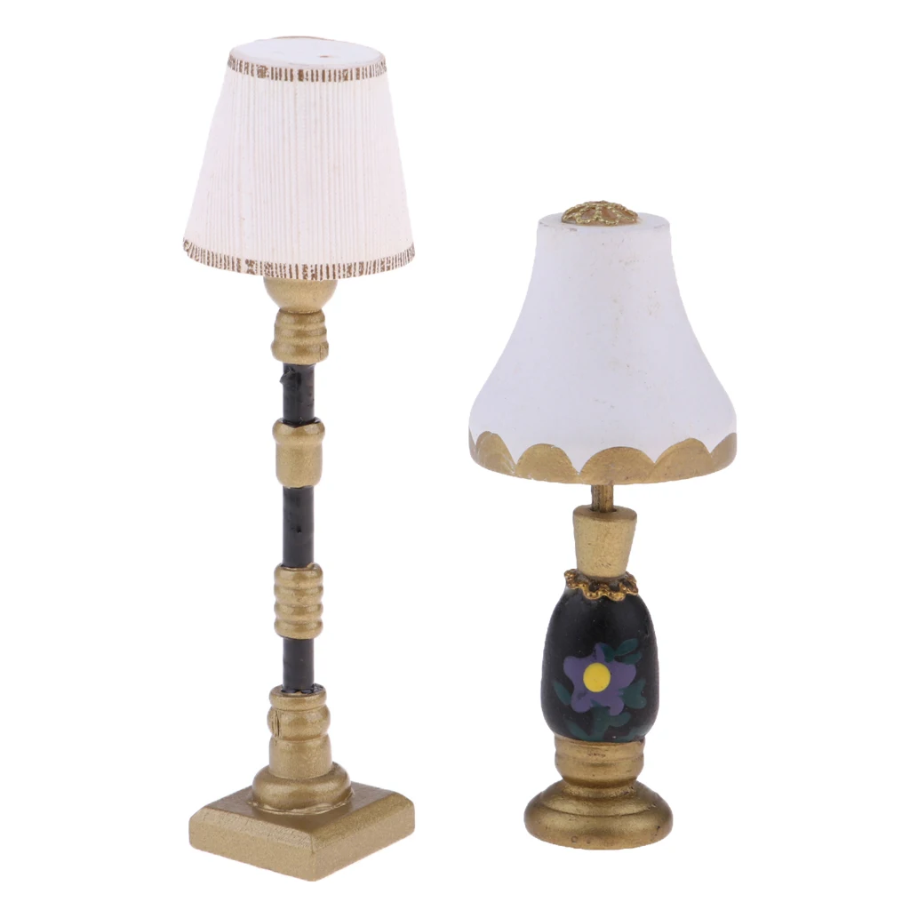 1/12 Dollhouse Miniature Furniture Bedside Lamp Floor Lamp & Table Lamp Light Model Dollhouse Miniature