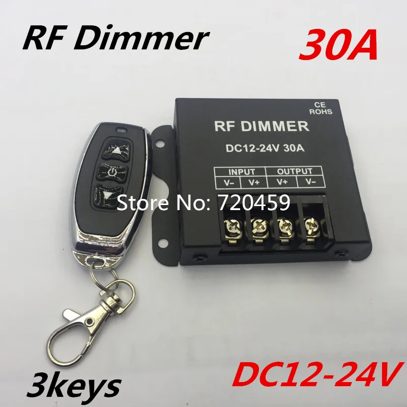 

2pcs RF Dimmer 3Key DC12-24V 30A Single Channel LED Dimmer Controller For 5050 3528 Single Color Strip Lights
