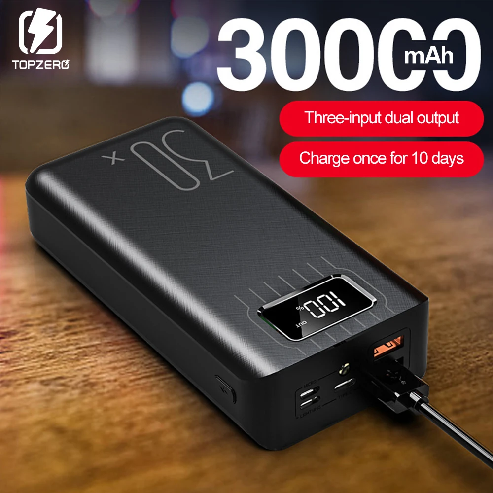 Внешний аккумулятор 30000 мАч TypeC Micro USB портативное зарядное устройство со