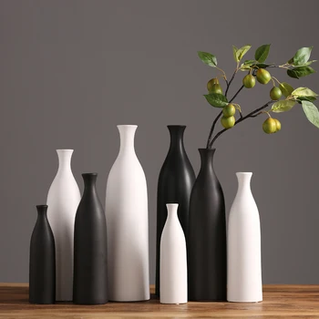 

Black/white ceramic vase Dumb light Porcelain tabletop flower vase arts and crafts vases wedding nordic decoration home Modern