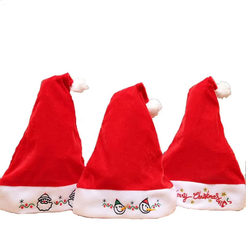 High Quality Thick Gold Velvet Embroidery Adult Christmas Hats Decorations for Home Party New Year Celebrations 10E | Дом и сад