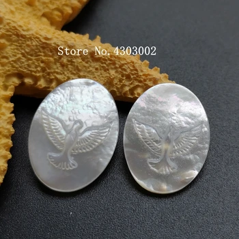 

30pcs/lot 15x20mm Natural Oval Holy Spirit Mother of Pearl shell for DIY Jewelry Oval Bird MOP Pearl shell Beads