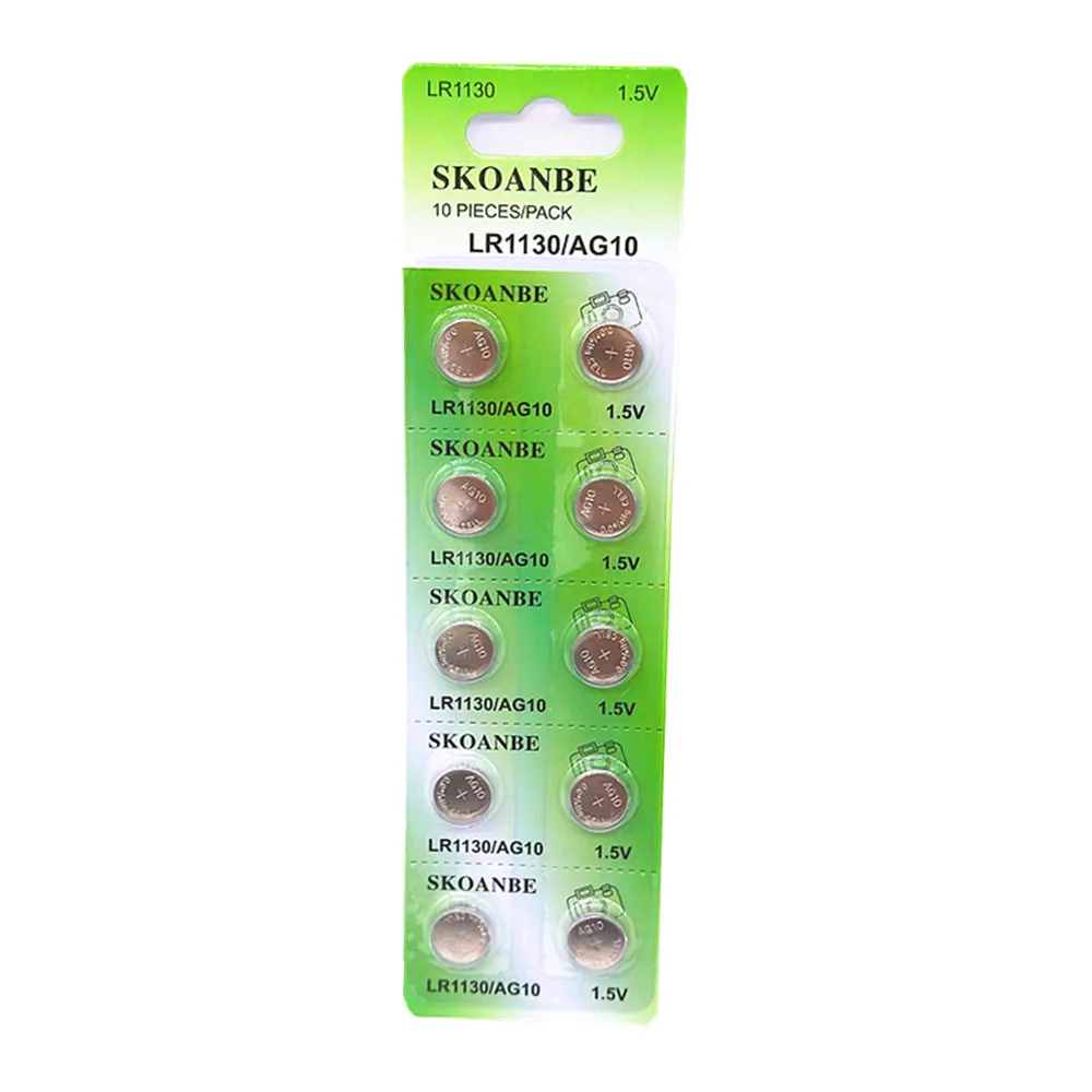 

TBUOTZO GREEN NEW watch Battery 10 Pcs 1.55V L1131 AG10 LR54 LR1130 389 189 Alkaline Batteries Button Cell Coin