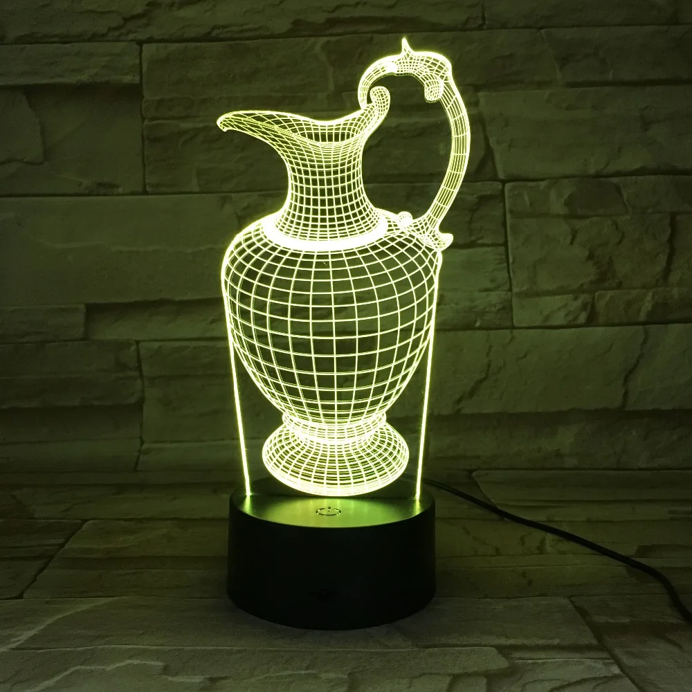 

Flower Vase Bottle 3D Acrylic Night Light USB Sleep Light Fixture 3AA Battery Power Table Lamp Bedroom Decor Kids Gift GX-655