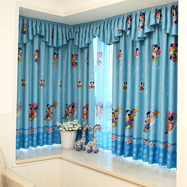 2016 azul Mickey Mouse ventana sombreado cortinas impresión niños