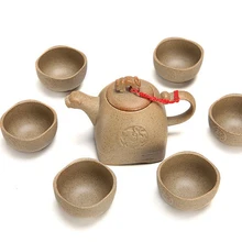 Крупный Глиняный Чайник, креативный керамический 1 горшок 6 чашка чайный набор кунг-фу, персонализированные подарки для дома простые чайные аксессуары
