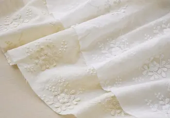 

off white cotton lace fabric with 3D flowers 1yard