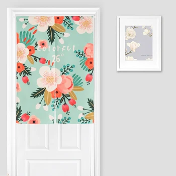 

New Linen NOREN Japanese Style Door Curtain Home Floral Gardon Colorful Country Stlye Printed Tapestry 85x90cm/85x120cm