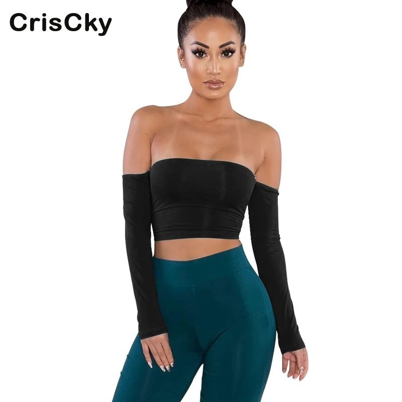 CRISCKY/2019 Летняя Сексуальная футболка укороченные топы женские бандажные футболки