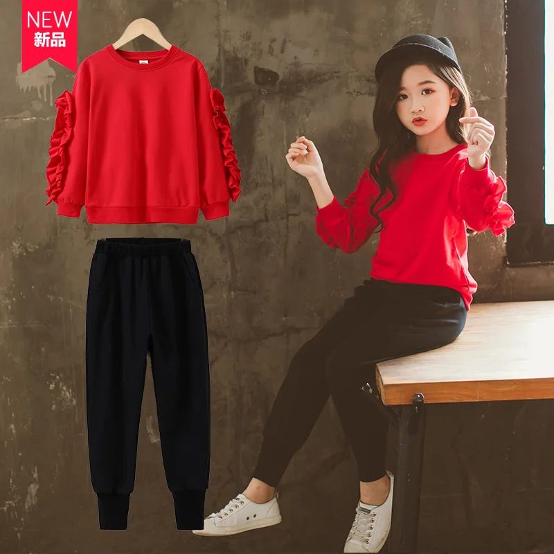 

Baby Girls Clothing Sets Kids Fashion Clothes Spring Long Sleeves T-Shirts+Pants 2 Pcs Suits For Girls Outfits 4 6 8 10 12 Years