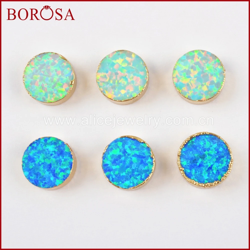 Мужские Круглые опаловые бусина BOROSA 10 шт. круглые золотого цвета японский