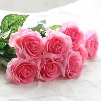 10 шт. Искусственные цветы Шелковые цветы для свадебного букета вечерние украшения для дома - Цвет: pink