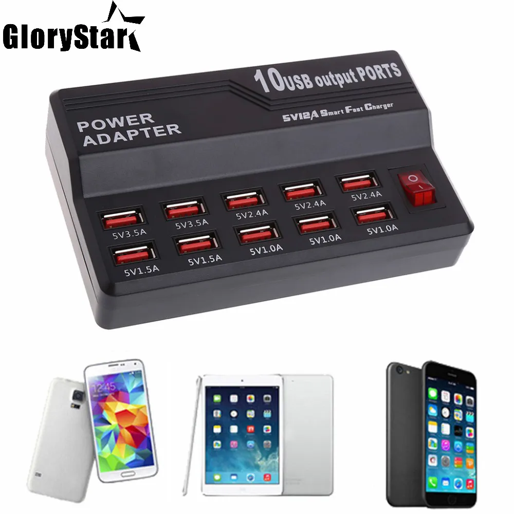 Multi Port Charger 10 Port USB Wall Charger ,10A Desktop Intelligent