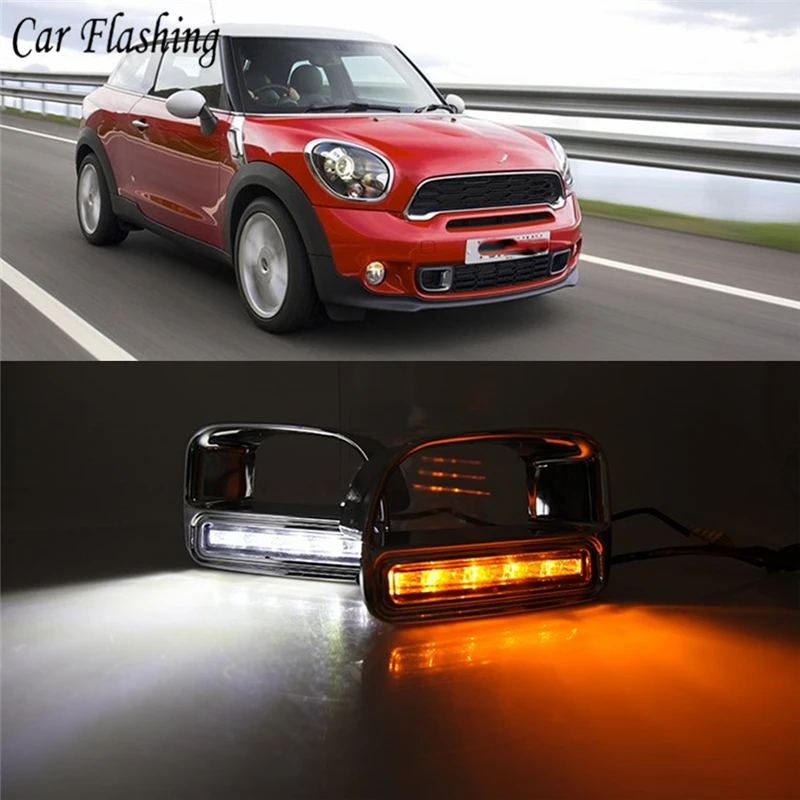 

Car Flashing 1Set 12V ABS For BMW Mini Cooper Countryman LED DRL Daytime Driving Running Light Daylight Waterproof Fog Head Lamp
