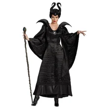 XS-3XL Maleficent крестины черный Халат женский костюм Хэллоуин злой ведьмы нарядное платье наряд