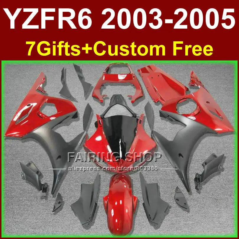 Серо красные детали корпуса для YAMAHA ABS Обтекатели YZF R6 2003 2004 2005 комплект обтекателей r6 03 04 05 + 7 подарков KI8G|fairing