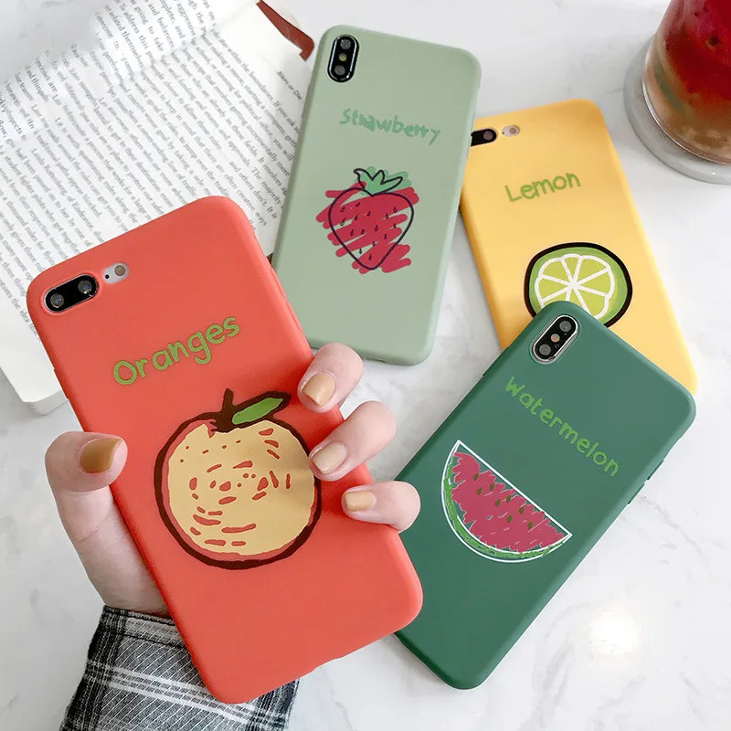 

Summer small fresh Phone Case For iPhone7 8 6 fashion cartoon strawberry orange TPU silicone soft shell Phone Case For iPhoneX