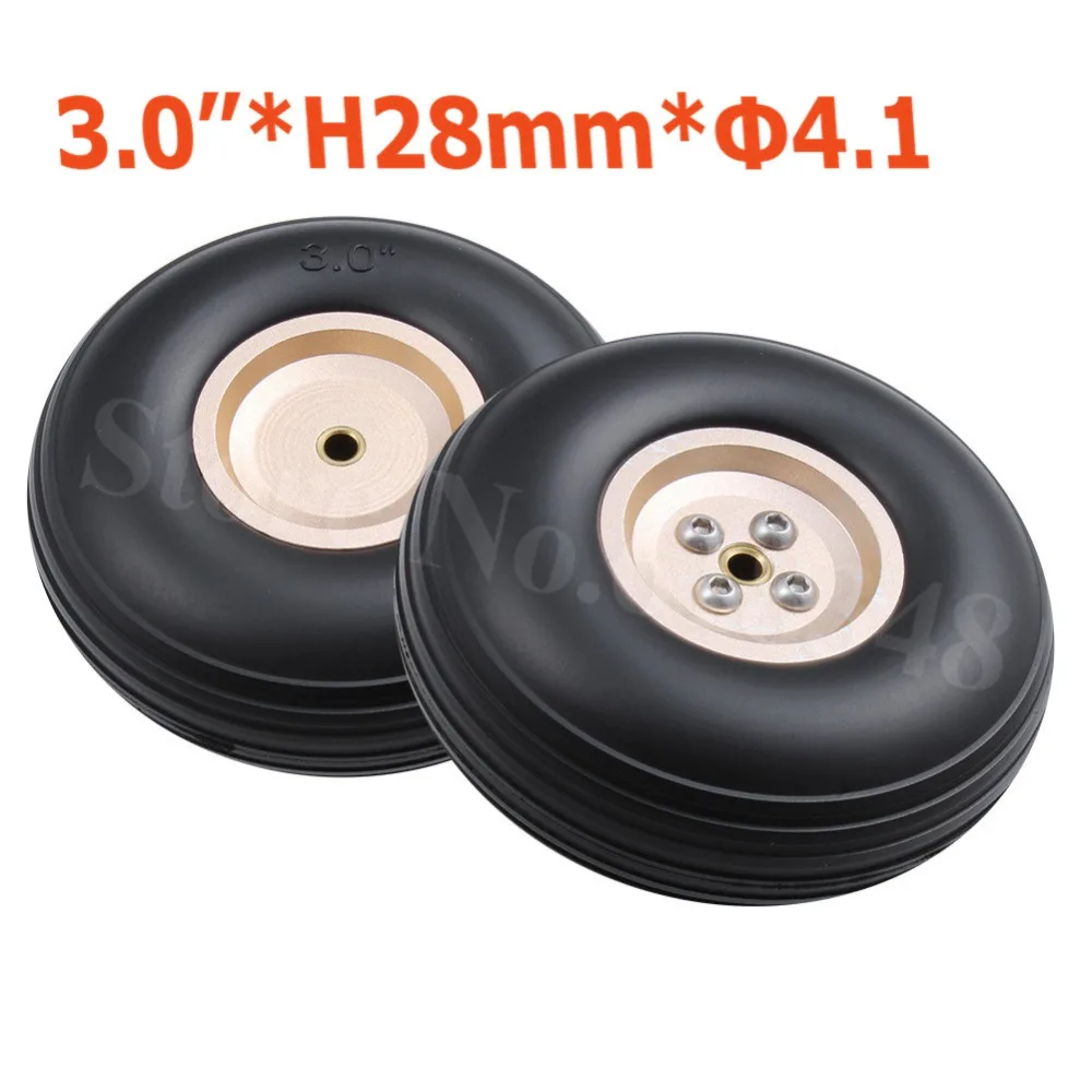 

2PCS 3.0"/ 76mm Quality RC Airplane Rubber Wheels Tires Alloy Hub Thickness:28mm Axle hole: 4.1mm Landing Gear Replacement
