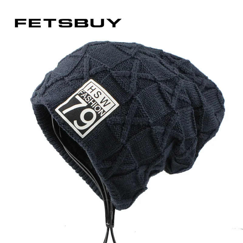 FETSBUY 2017 осенние и зимние шапки для мужчин женщин вязаные клетчатые шапочки Skullies