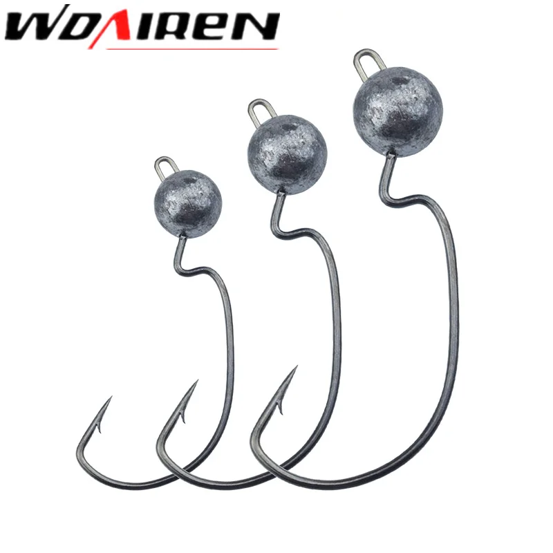 

WDAIREN 5Pcs/lot New High Quality 1g/3g/5g/5.5g/10g Lead Head Hook Jigs Bait Fishing Hooks For Soft Lure Fishing Tackle