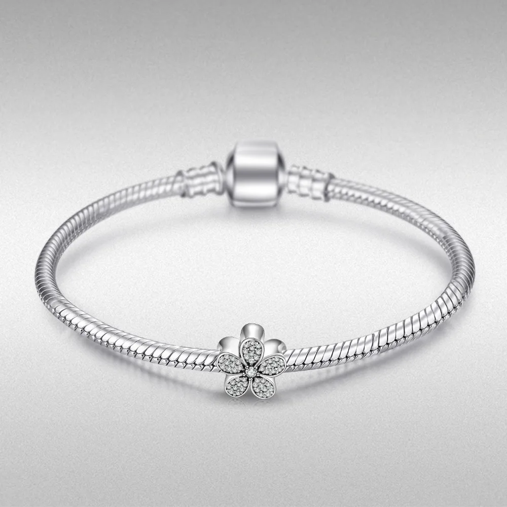Jewelrypalace 925 пробы серебро мерцающий цветок кубического циркония Муранское Стекло