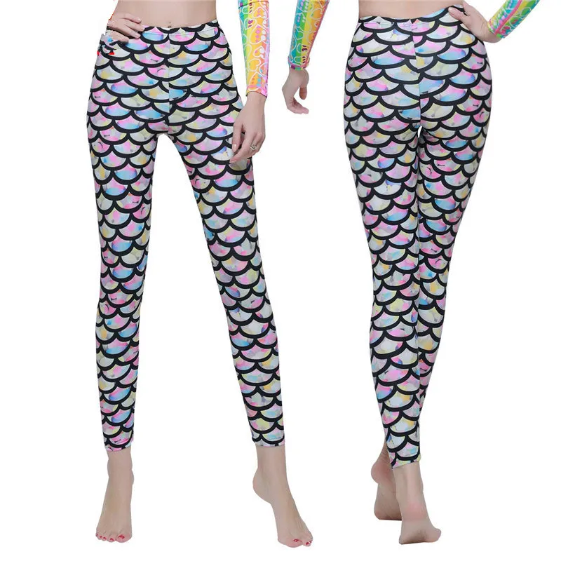 2017 Colorful Fish Scale Rash Guard Pants Woman Long Swim Pants Leggings Women Swim Jammers Rash