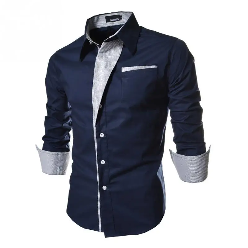 Новая Camisa Masculina тонкая модная мужская рубашка новая брендовая Повседневная рубашка с длинными рукавами Homme Camisa Masculina большого размера - Цвет: Blue